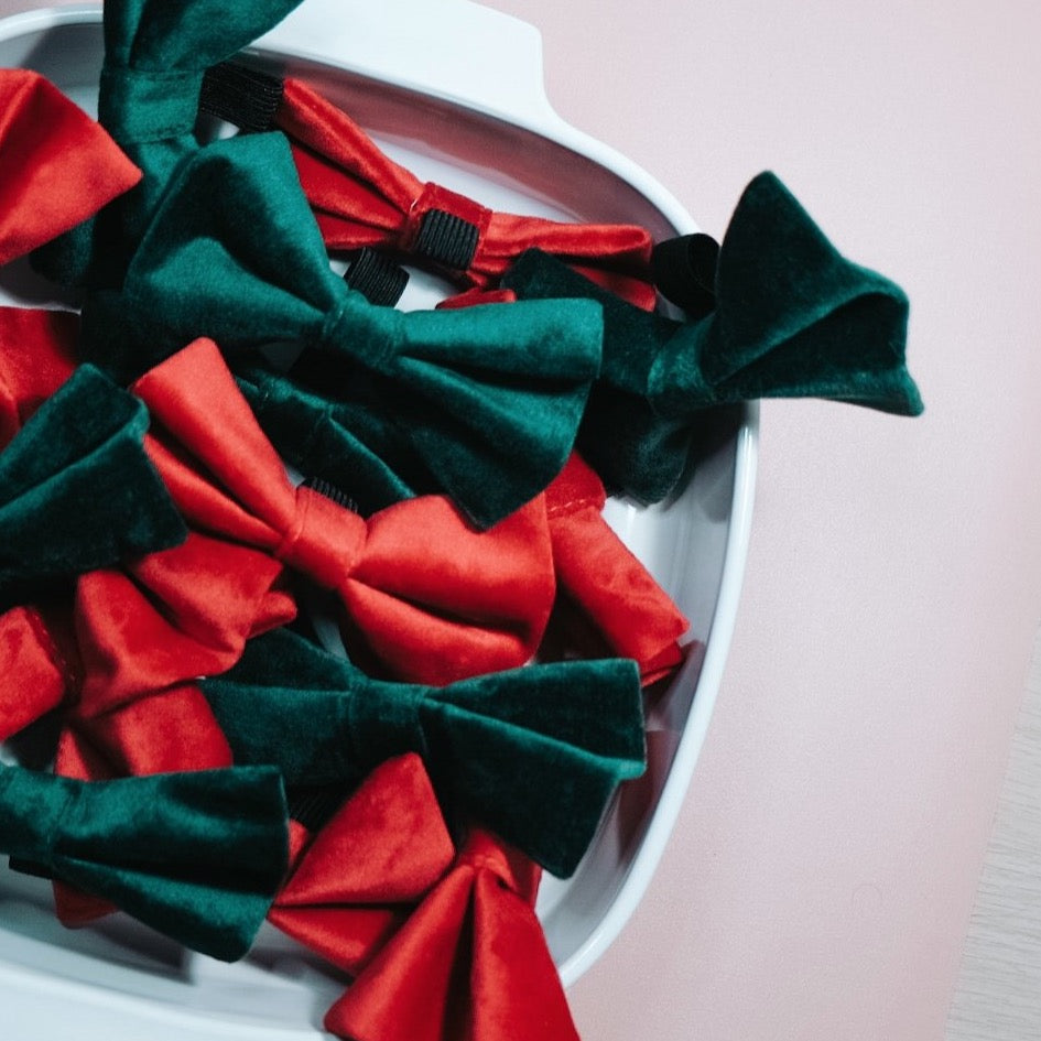 Jolly Rancher Red | Velvet Bowtie - The Doggo Design Co